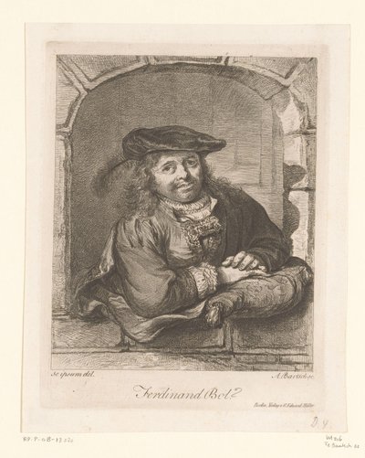 Portret van Ferdinand Bol in een venster door Adam von Bartsch
