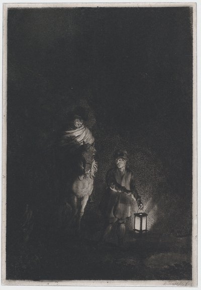 Ruiter en jongen met lantaarn, 1797 door Adam von Bartsch