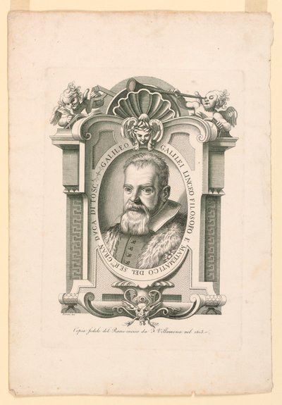 Portret van Galileo Galilei (1562-1642) door Adamo Fioroni, active first half of 19th century