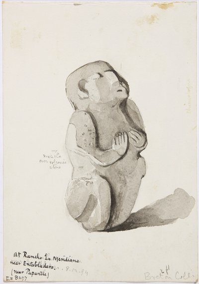 Een stenen beeld uit Papantla door Adela Breton