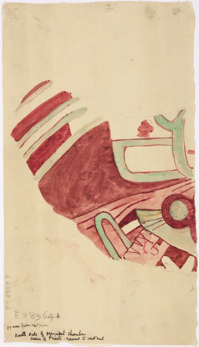 Kopie van een fragment van een muurschildering uit Teotihuacan, Mexico door Adela Breton
