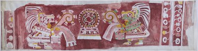 Kopie van een muurschildering uit de Casa de Barrios in Teopancaxco, Teotihuacan, Staat Mexico door Adela Breton