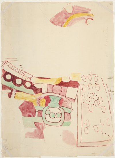 Kopie van fragmenten van schilderijen uit Teotihuacan, Mexico door Adela Breton