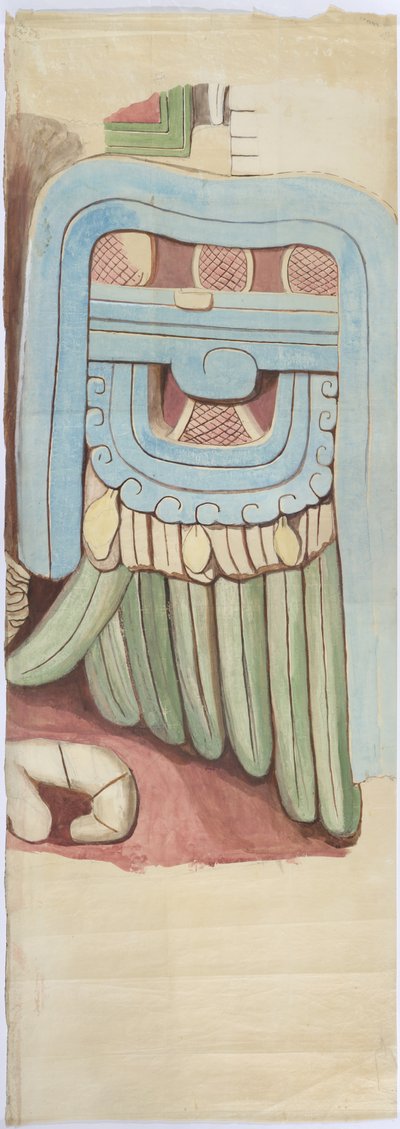 Kopie van de stucgevel van de tempel op de piramide in Acanceh, op ware grootte door Adela Breton