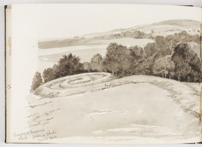Schetsboek van inkt- en grafiettekeningen en aquarellen door Adela Breton