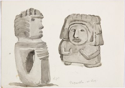 Stenen figuren in Papantla, Mexico door Adela Breton