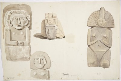 Stenen beelden van Papantla, Mexico door Adela Breton