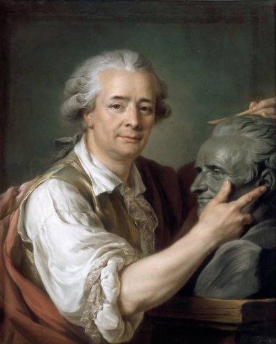 Augustin Pajou 1730-1809 beeldhouwt een buste van zijn leraar Lemoyne de Jongere, 1782 door Adelaide Labille Guiard
