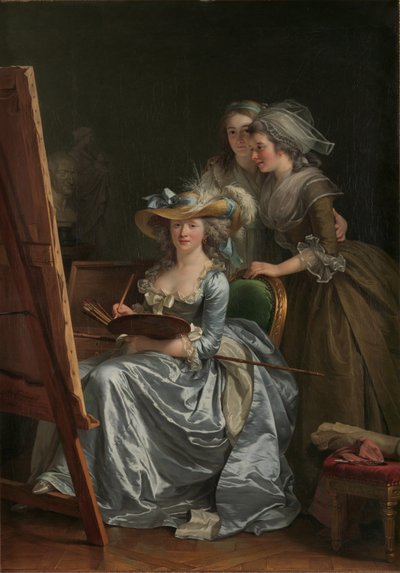 Zelfportret met twee leerlingen, Marie Gabrielle Capet en Marie Marguerite Carreaux de Rosemond door Adelaide Labille Guiard