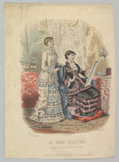 Toiletten van Mevr. L. Massieu, uit La Mode Illustrée, 1881 door Adèle Anaïs Colin