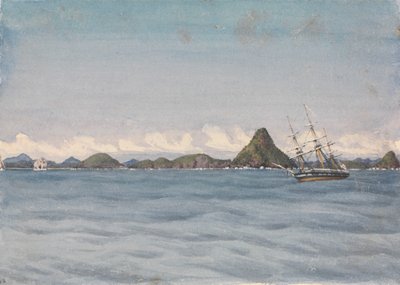Buiten ankerplaats in een kalmte, Mazatlan [Mexico], 17 augustus 1850 door Admiral Sir Edward Gennys Fanshawe