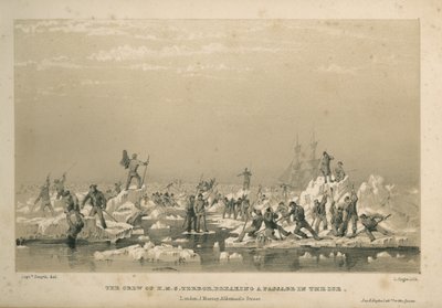 De bemanning van de H.M.S. Terror, die een doorgang in het ijs breekt door Admiral William Henry Smyth