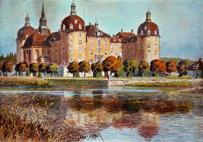 Uitzicht op het kasteel van Moritzbourg door Adolf Noether