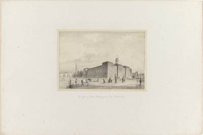 Gezicht op Beursgebouw te Rotterdam, 1854 door Adolf Carel Nunnink