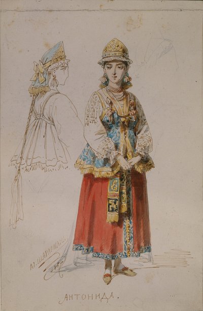 Kostuumontwerp voor de opera Een leven voor de tsaar door M. Glinka, 1867 door Adolf Charlemagne