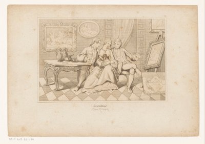 Casanova en de Hertog van Matalone bekijken erotische kunst met Leonilde door Adolf Gnauth