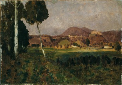 Kasteel Hohensalzburg met Gaisberg door Adolf Gustav Ditscheiner