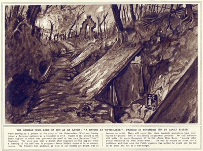 Een ravijn bij Wytschaete, geschilderd in november 1914, gepubliceerd in 