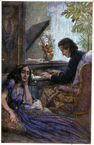 De componist Chopin en de romanschrijver George Sand door Adolf Karpellus