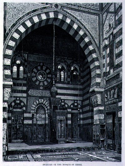 Interieur van de moskee in Ezbek door Adolf Seel