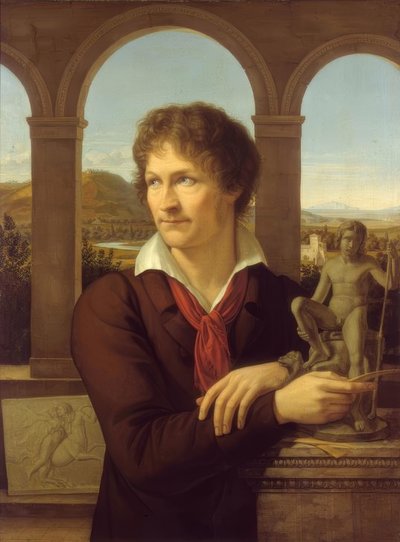 Portret van de beeldhouwer Bertel Thorvaldsen door Adolf Senff