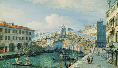 De Rialtobrug aan het Canal Grande, Venetië door Adolf Sukkert