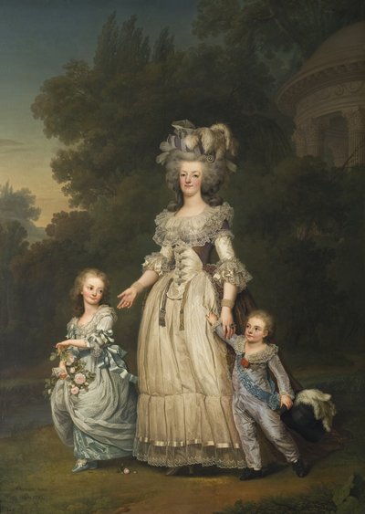 Koningin Marie Antoinette met haar Kinderen in het Park van Trianon door Adolf Ulrich Wertmuller