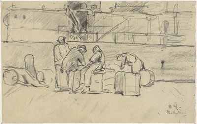 Werklui bij kade te Rotterdam door Adolf le Comte