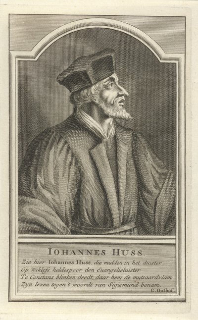 Portret van John Hus, ca. 1710 door Adolf van der Laan