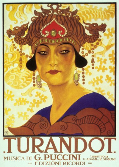 Omslag door Anon van partituur van opera Turandot door Giacomo Puccini door Adolfo Hohenstein