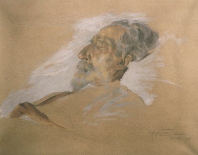 Giuseppe Verdi op zijn sterfbed door Adolfo Hohenstein