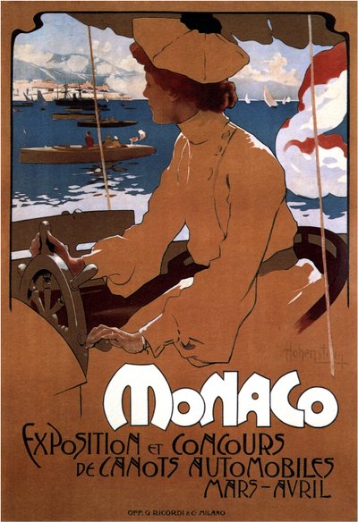 Monaco: Expositie van Automobielboten door Adolfo Hohenstein