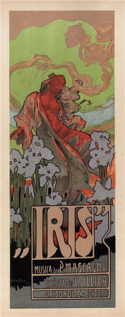 Poster voor de opera Iris door Pietro Mascagni, 1898 door Adolfo Hohenstein