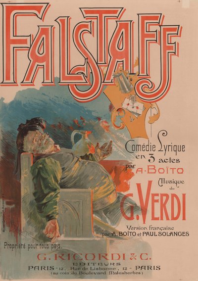 Poster voor de opera Falstaff door Giuseppe Verdi door Adolfo Hohenstein