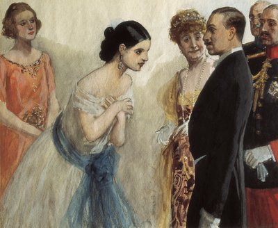 Presentatie van een dame aan Alfonso XIII van Spanje (1886-1941) door Adolfo Lozano Sidro