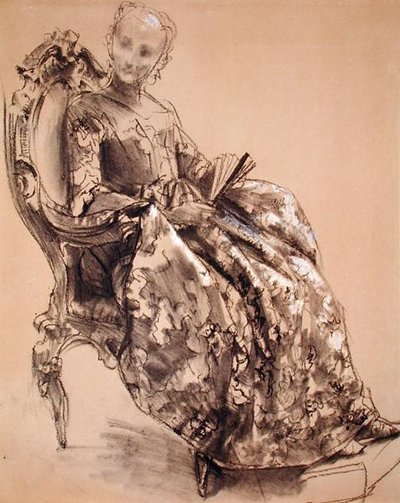 Een Studie van Prinses Amalie van Pruisen door Adolph Menzel