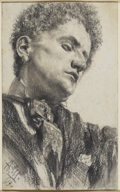 Hoofd van een jonge man door Adolph Menzel
