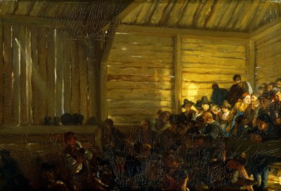 Boerentheater in de Tirol, 1859 door Adolph Menzel