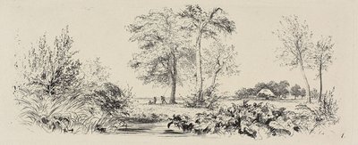 Plaat één, uit Radierversuche door Adolph Menzel