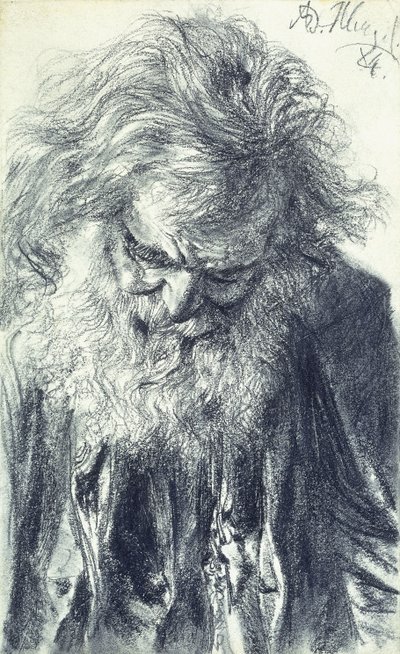 Portret van een oude man, 1884 door Adolph Menzel