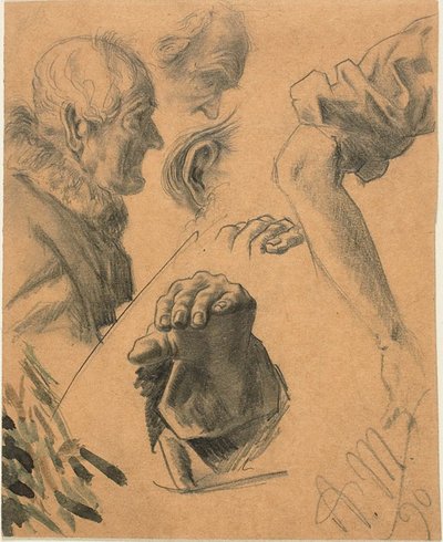 Schetsen van Handen, Armen en Hoofden door Adolph Menzel