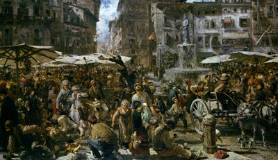 De Markt van Verona door Adolph Menzel