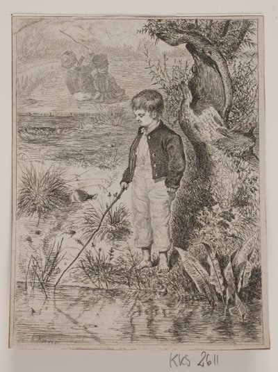 Een vissende jongen door Johan Adolph Kittendorff