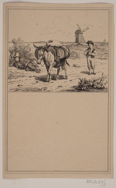 De ezel. Nr. 4 in Chr. Winther en M. Rørbye, "25 Afbeeldingen voor kleine kinderen" door Johan Adolph Kittendorff