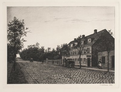 Straatbeeld in een Buitenwijk van Kopenhagen door Adolph Larsen