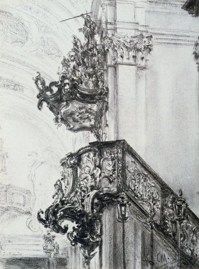 Architectonische studie, 1830-1905 door Adolph Menzel
