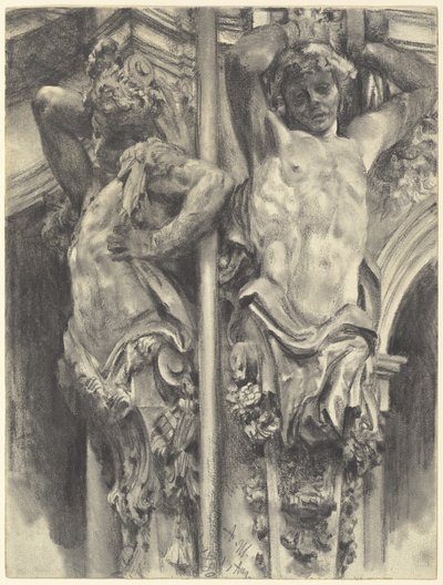 Atlassen op de Wallpavillon van de Dresden Zwinger door Adolph Menzel