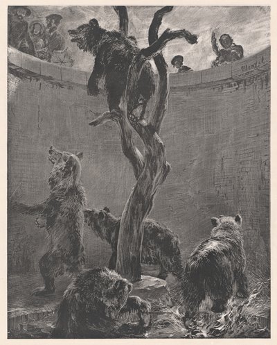 Berenkuil in de Dierentuin door Adolph Menzel