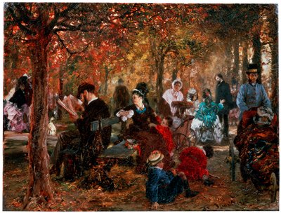 In de Jardin de Luxembourg Een herinnering aan de Jardin de Luxembourg, 1876 door Adolph Menzel