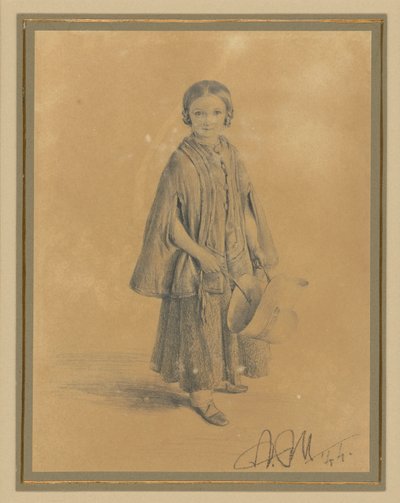 Kinderportret van Constanze Beling, geboren Martini. Dochter van districtsrechter Carl Martini en zijn echtgenote Pauline Martini door Adolph Menzel